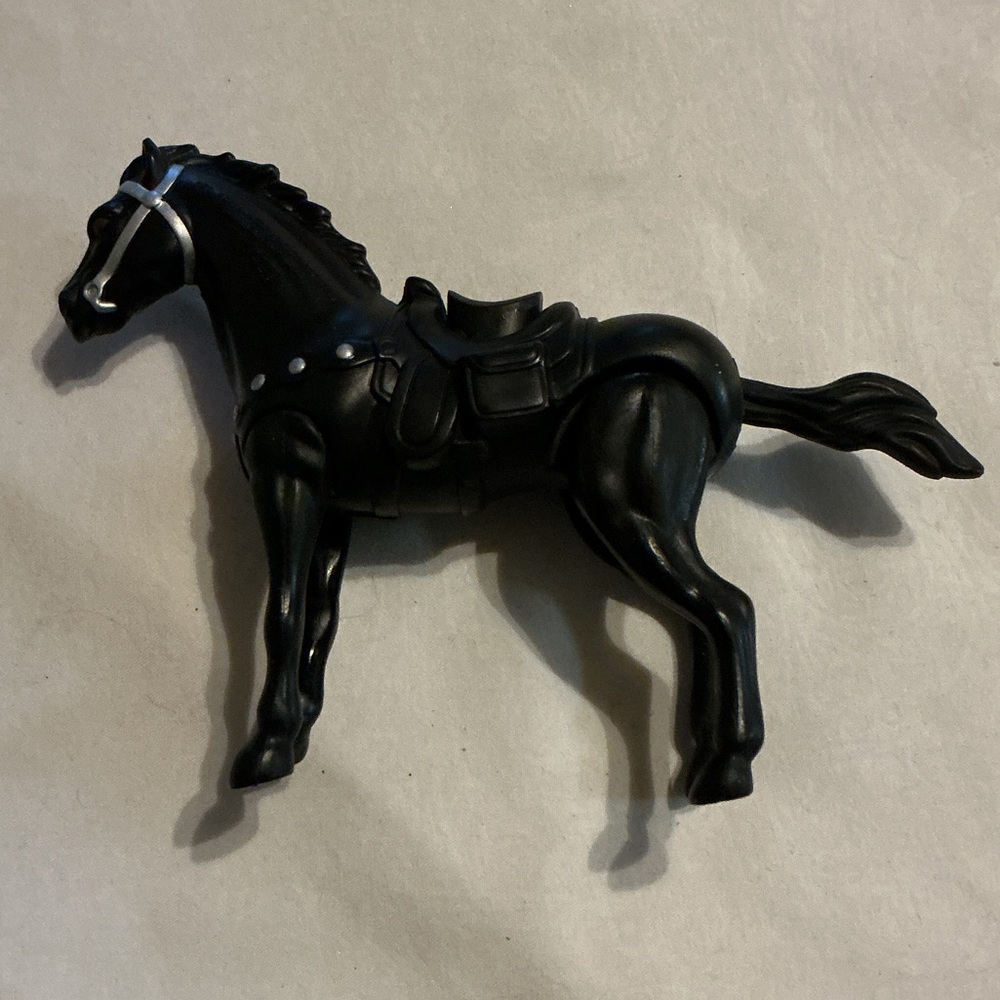 Vintage 1999 Black Toy Horse Figurine with Saddle Wild Wild West Movie